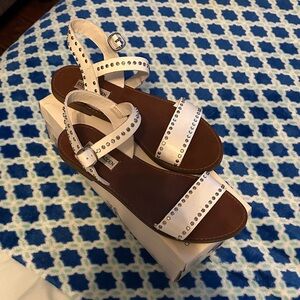 Steve Madden White and Silver Studded Sandals